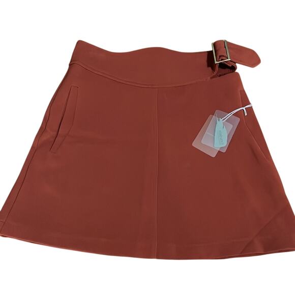 Forever 21 NWT Rust Mini Skirt Juniors Size XS Cut Out Waist Buckle Pockets - Picture 3 of 8
